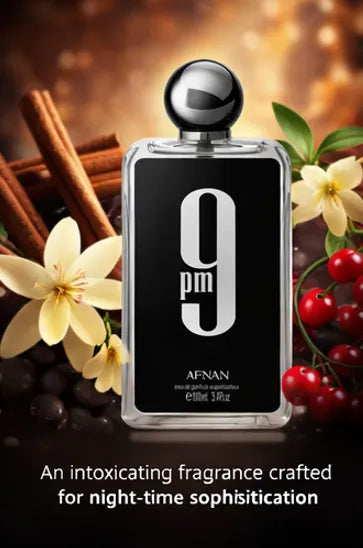Afnan 9PM Eau de Parfum for Men – 3.4 oz / 100 ml Long Lasting Sweet Vanilla Amber Fragrance – Warm Spicy Night Perfume – Luxury Arabian Cologne for Men