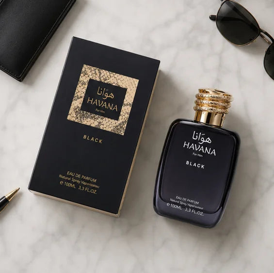 Havana Black Eau de Parfum for Men, Long Lasting Woody Amber Cologne Spray, Premium Masculine Fragrance with Fresh Citrus, Spicy &amp; Smoky Notes, 3.3 Fl Oz (100ml)