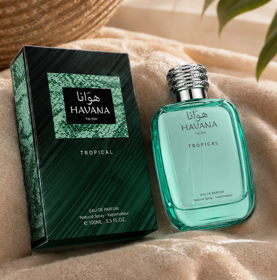 Havana Tropical Eau de Parfum for Men, Long Lasting Fresh Tropical Woody Cologne Spray, Premium Citrus Aromatic Masculine Fragrance, 3.3 Fl Oz (100ml)