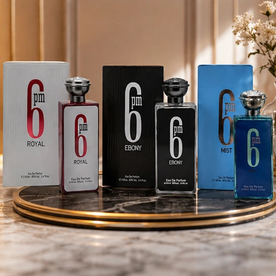 6 PM Perfume Gift Set for Men – Royal, Ebony &amp; Mist Eau de Parfum Collection | 3 x 3.4 Fl Oz (100ml) Long Lasting Fresh Woody Spicy Fragrance Set for Men