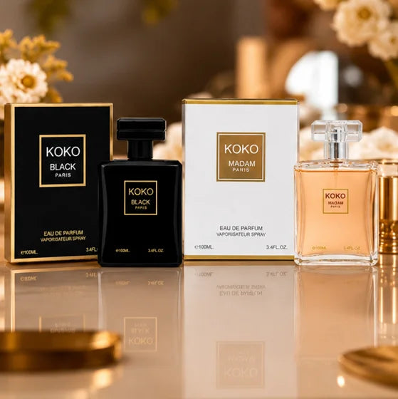 Koko Paris Perfume Gift Set for Men &amp; Women – Koko Black Paris &amp; Koko Madam Paris Eau de Parfum 3.4 Fl Oz (100ml) Each – Long Lasting Luxury Fragrance Duo