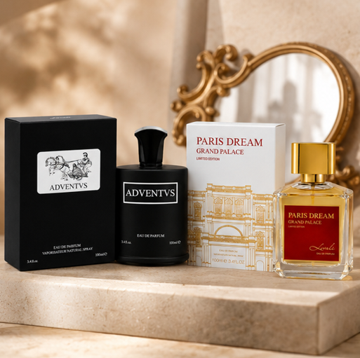 Adventvs &amp; Paris Dream Grand Palace Perfume Gift Set for Men &amp; Women – 2 Pack Eau de Parfum Fragrance Collection, Long Lasting Luxury Perfumes, Woody Fresh &amp; Elegant Floral Fragrances, 100ml Each