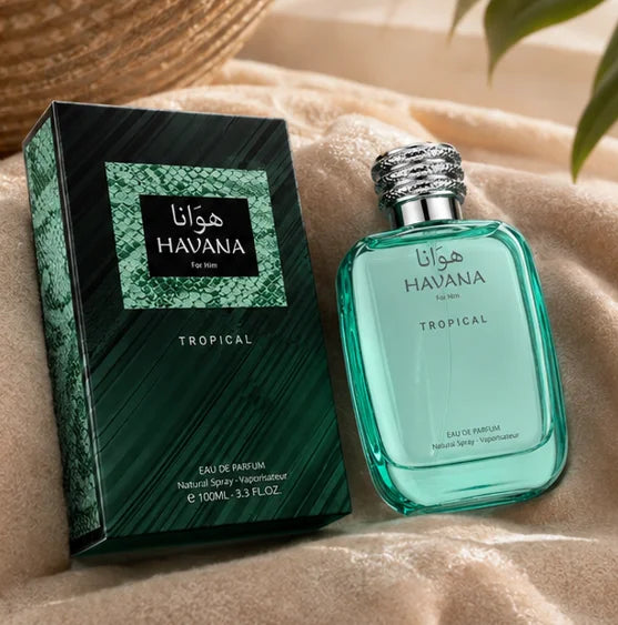 Havana Tropical Eau de Parfum for Men, Long Lasting Fresh Tropical Woody Cologne Spray, Premium Citrus Aromatic Masculine Fragrance, 3.3 Fl Oz (100ml)