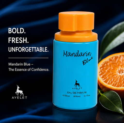 Mandarin Blue Eau de Parfum 3.4 Fl Oz (100ml) – Fresh Citrus Perfume for Women &amp; Men – Long Lasting Fruity Aromatic Fragrance with Mandarin Orange, Fresh Notes &amp; Soft Musk – Everyday Signature Scent