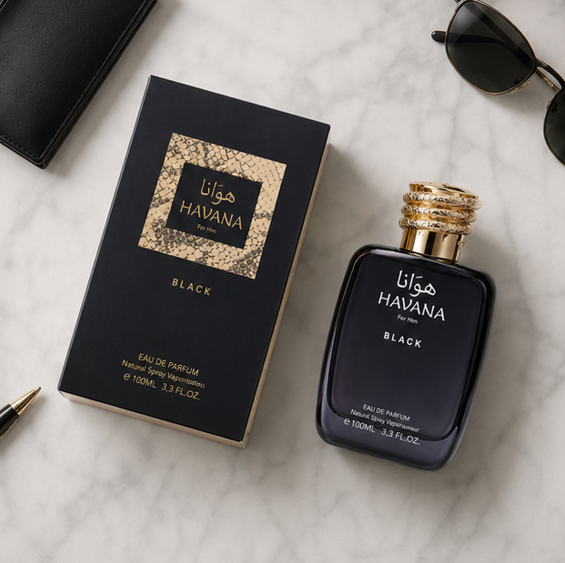 Havana Black Eau de Parfum for Men, Long Lasting Woody Amber Cologne Spray, Premium Masculine Fragrance with Fresh Citrus, Spicy &amp; Smoky Notes, 3.3 Fl Oz (100ml)