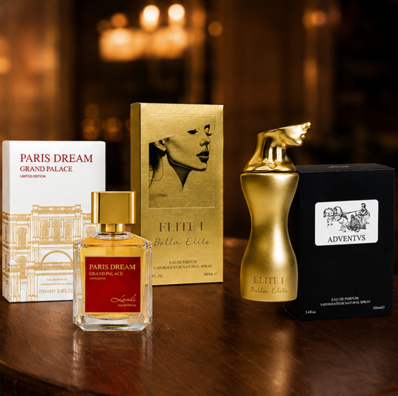Luxury Perfume Gift Set for Men &amp; Women – Paris Dream Grand Palace, Elite I Bella Elite &amp; Adventvs Eau de Parfum 3-Pack, Long Lasting Premium Fragrance Collection, Luxury Gift Set, 100ml Each
