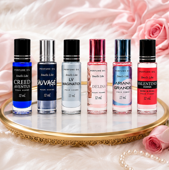 Assorted Couple 6-Pack Luxury-Inspired Perfume Oils for Men &amp; Women | Long-Lasting Roll-On Fragrances | 12ml