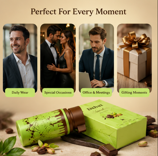 Dubai Chocolate Pistachio Eau de Parfum 3.4 Fl Oz (100ml) – Gourmand Chocolate Pistachio Fragrance with Sweet Nutty Notes, Warm Vanilla &amp; Creamy Accords – Long Lasting Unisex Perfume
