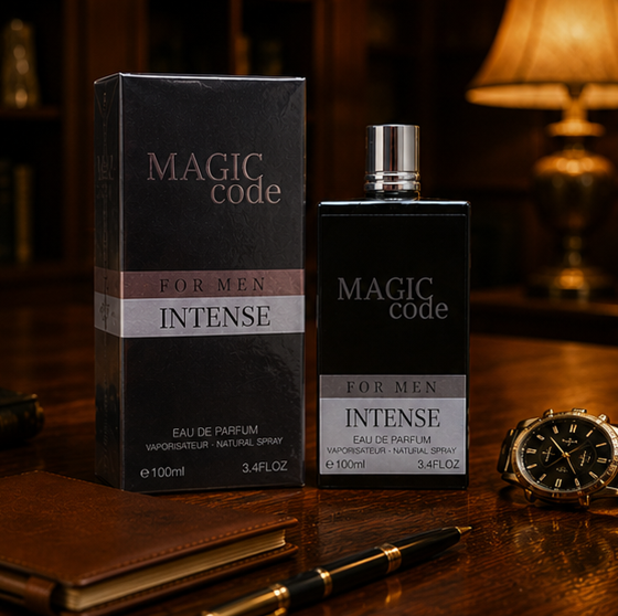 Magic Code Intense for Men Eau de Parfum 3.4 Fl Oz (100ml) – Long Lasting Woody Amber Spicy Men&