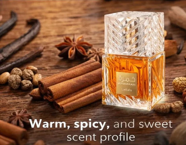 Khamrah Eau de Parfum by Lattafa – 3.4 oz / 100 ml Unisex Perfume – Warm Spicy Vanilla Sweet Fragrance – Long Lasting Luxury Arabian Perfume for Men &amp; Women