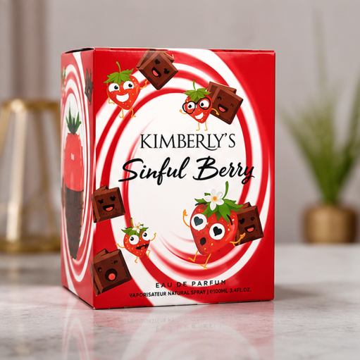 Kimberly’s Sinful Berry Eau de Parfum for Women 3.4 Fl Oz (100ml) – Long Lasting Sweet Strawberry Chocolate Perfume – Fruity Gourmand Fragrance for Women with Berry, Candy &amp; Creamy Notes – Gift for Women