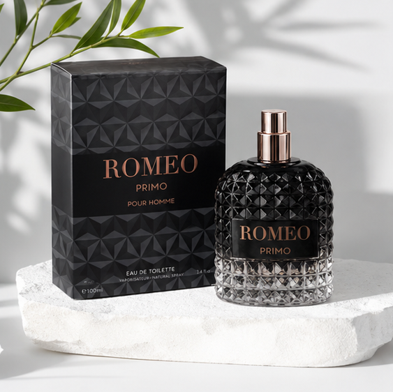 Romeo Primo for Men Eau de Toilette 3.4 Fl Oz (100ml) – Long Lasting Woody Aromatic Cologne for Men with Citrus, Amber, Cedarwood &amp; Musk – Premium Masculine Fragrance Gift