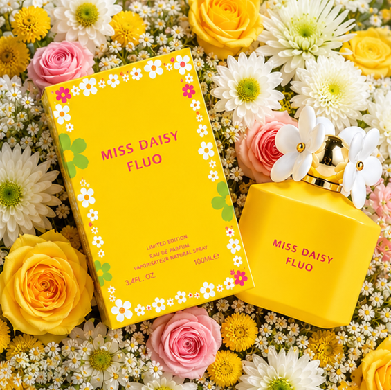 Miss Daisy Fluo Eau de Parfum for Women 3.4 Fl Oz (100ml) – Long Lasting Floral Fruity Perfume – Bright Sweet Feminine Fragrance Spray for Daily Wear &amp; Special Occasions