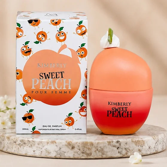 Kimberly Sweet Peach Eau de Parfum for Women 3.4 Fl Oz (100ml) – Long Lasting Fruity Floral Peach Perfume – Sweet Feminine Fragrance Spray for Daily Wear &amp; Gifts