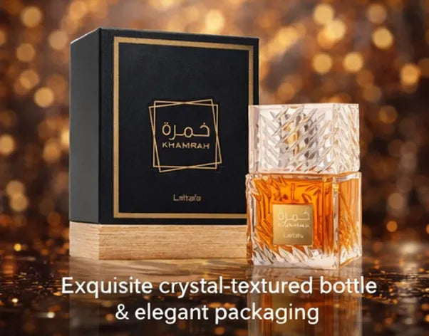 Khamrah Eau de Parfum by Lattafa – 3.4 oz / 100 ml Unisex Perfume – Warm Spicy Vanilla Sweet Fragrance – Long Lasting Luxury Arabian Perfume for Men &amp; Women