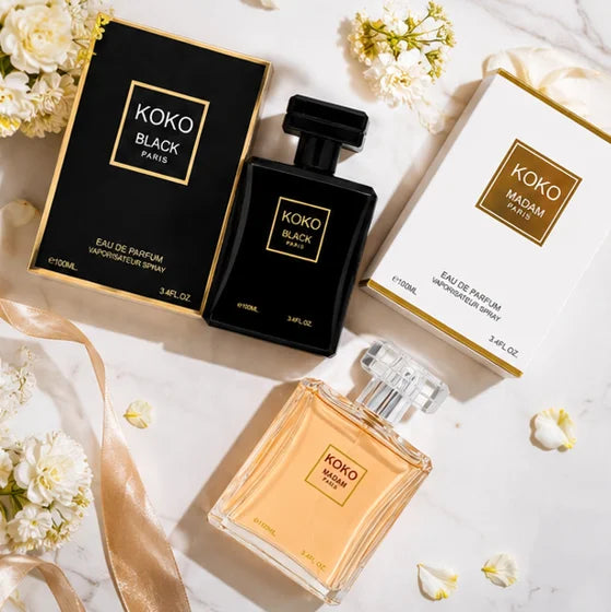 Koko Paris Perfume Gift Set for Men &amp; Women – Koko Black Paris &amp; Koko Madam Paris Eau de Parfum 3.4 Fl Oz (100ml) Each – Long Lasting Luxury Fragrance Duo