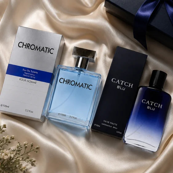 Chromatic &amp; Catch Blu Cologne Gift Set for Men – 2 Piece Long Lasting Eau de Toilette Fragrance Bundle, Fresh Citrus Woody Aromatic Men&