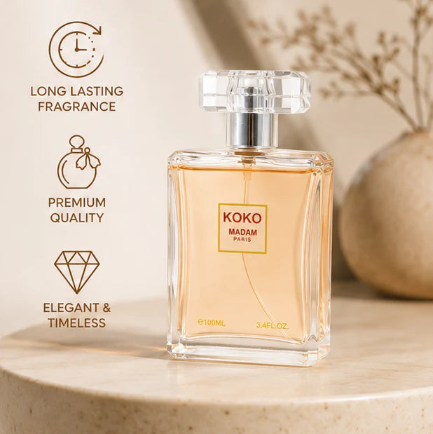 Koko Madam Paris Eau De Parfum for Women 100ml (3.4 Fl Oz) – Long Lasting Floral Amber Perfume Spray for Women – Elegant Feminine Everyday Fragrance