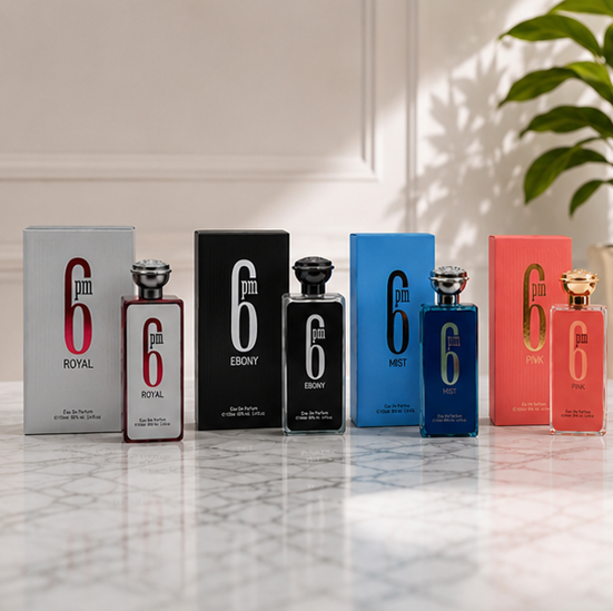 6 PM Perfume Gift Set – Royal, Mist, Ebony &amp; Pink Eau de Parfum Collection | 4 x 3.4 Fl Oz (100ml) Long Lasting Luxury Fragrance Set for Women &amp; Men | Fresh, Floral, Woody &amp; Amber Perfumes
