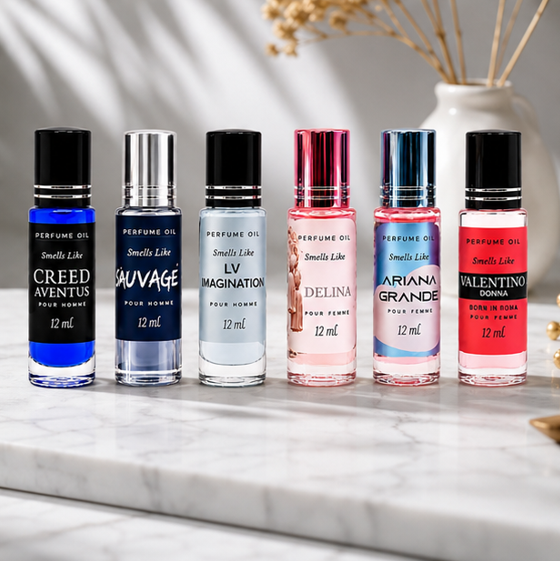 Assorted Couple 6-Pack Luxury-Inspired Perfume Oils for Men &amp; Women | Long-Lasting Roll-On Fragrances | 12ml