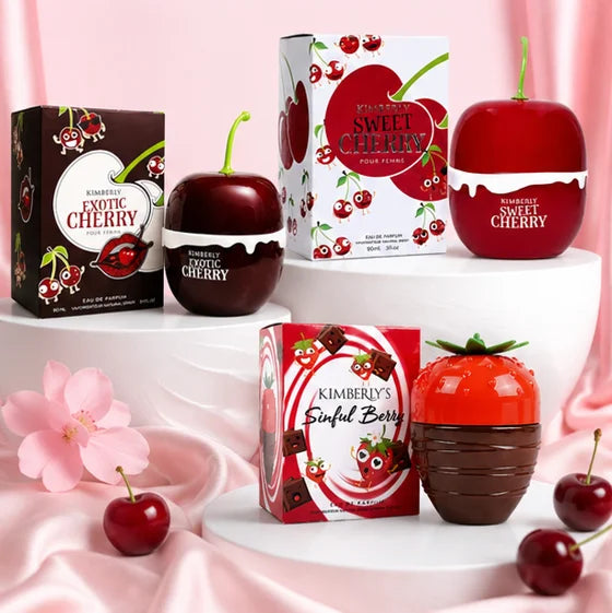 Kimberly’s Cherry Indulgence Trio Perfume Gift Set for Women – Exotic Cherry, Sweet Cherry &amp; Sinful Berry Eau de Parfum Collection, Long Lasting Fruity Gourmand Fragrance Bundle, 3 Piece Perfume Gift Set