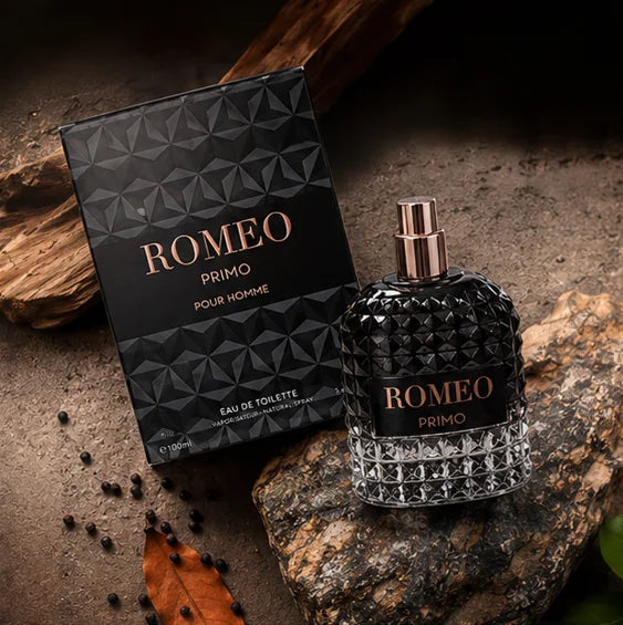 Romeo Primo for Men Eau de Toilette 3.4 Fl Oz (100ml) – Long Lasting Woody Aromatic Cologne for Men with Citrus, Amber, Cedarwood &amp; Musk – Premium Masculine Fragrance Gift