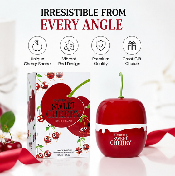 Kimberly Sweet Cherry Eau De Parfum for Women 90ml (3.0 Fl Oz) – Sweet Fruity Floral Perfume for Women – Long Lasting Feminine Fragrance Spray