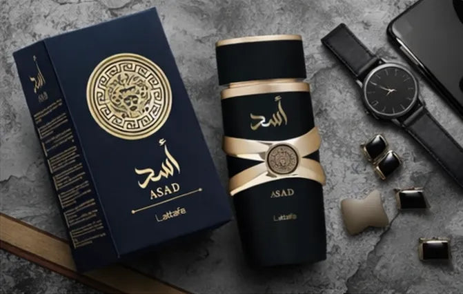 Asad Eau de Parfum by Lattafa for Men – 3.4 oz / 100 ml Long Lasting Spicy Warm Woody Fragrance – Vanilla Amber Masculine Perfume – Luxury Arabian Cologne for Men