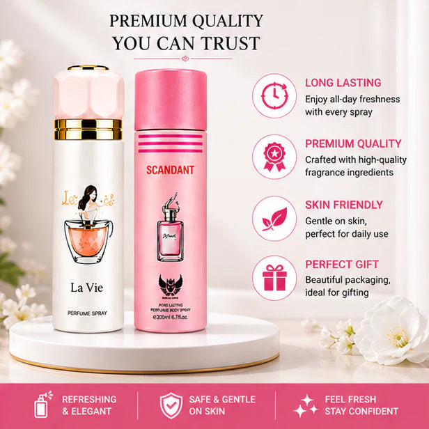 Women’s Perfume Body Spray 2 Pack – Long Lasting Fragrance Set – Floral &amp; Sweet Elegant Scents