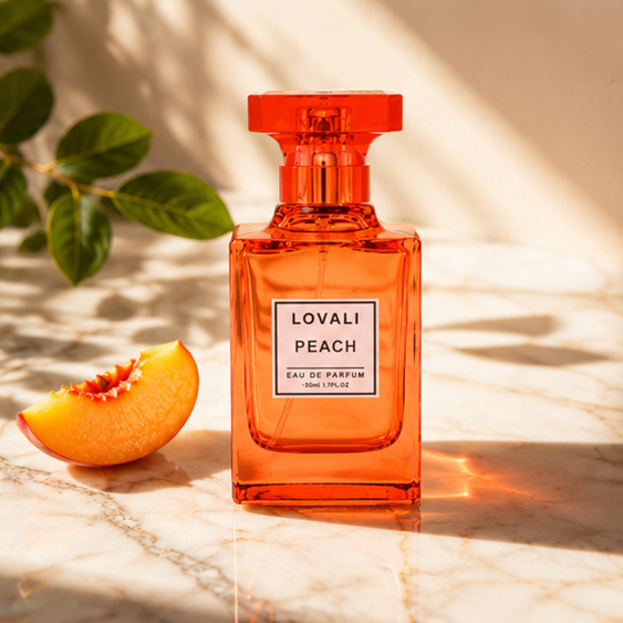Lovali Peach Eau de Parfum for Women 3.0 Fl Oz (90ml) – Fruity Floral Peach Perfume with Sweet Juicy Notes, Soft Florals &amp; Warm Musk – Long Lasting Feminine Fragrance
