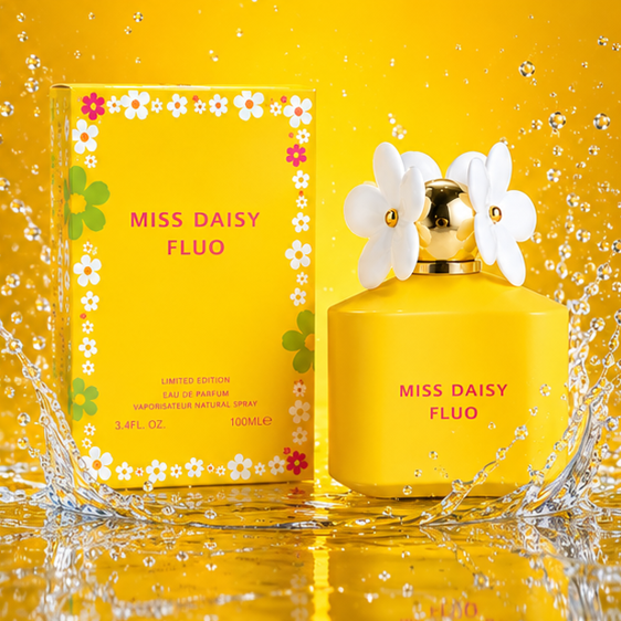 Miss Daisy Fluo Eau de Parfum for Women 3.4 Fl Oz (100ml) – Long Lasting Floral Fruity Perfume – Bright Sweet Feminine Fragrance Spray for Daily Wear &amp; Special Occasions