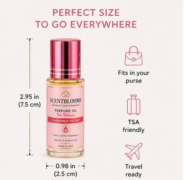 ScentBlooms Charmed Peony Perfume Oil for Women – Long Lasting Floral Fragrance Roll-On 12ml (0.4 oz) – Travel Size Luxury Scent