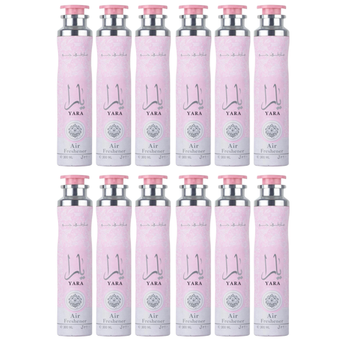 Lattafa Yara Air Freshener 300ml - Floral Room Spray - Home Office Car Fragrance Spray - Odor Eliminator - Pack of 12