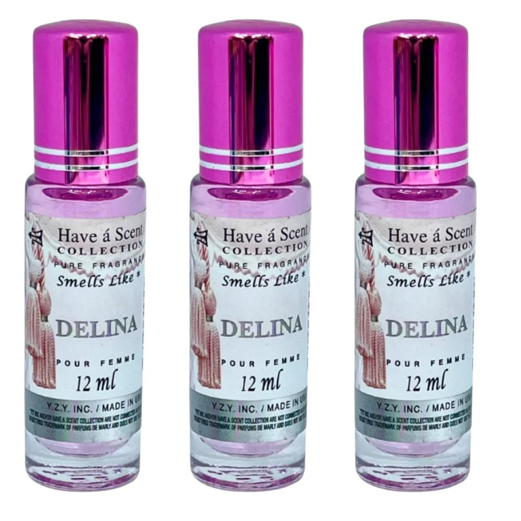 3 Pack Perfume Roll-On Oil – Delina – 12ml Each
have a scent
have a scent oil
have a scent collection
have a scent collection perfume
have a scent perfume oil 
have a scent collection oil
have a scent roll on
have a scent collection pure fregrance 