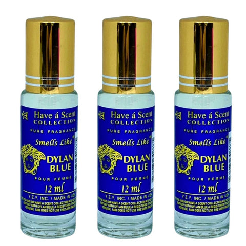 3 Pack Perfume Roll-On Oil – Dylan Blue – 12ml Each