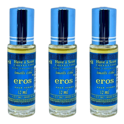 3 Pack Perfume Roll-On Oil – Eros – 12ml Each