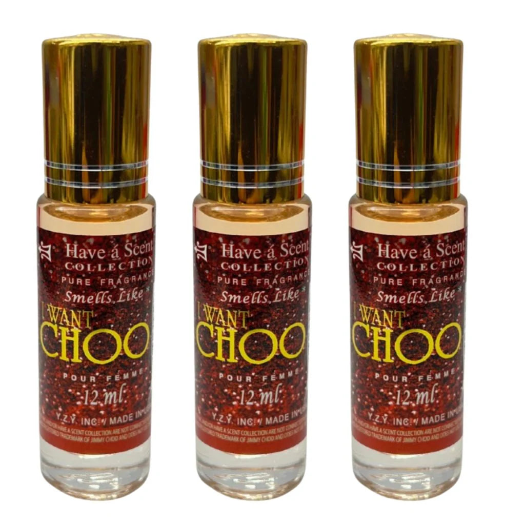 3 Pack Perfume Roll-On Oil – I Want Choo – 12ml Each
have a scent
have a scent oil
have a scent collection
have a scent collection perfume
have a scent perfume oil 
have a scent collection oil
have a scent roll on
have a scent collection pure fregrance 