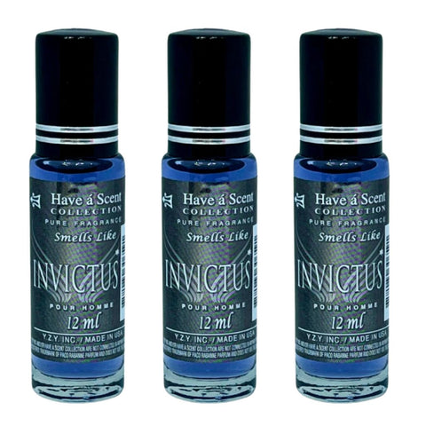 3 Pack Perfume Roll-On Oil – Invictus – 12ml Each