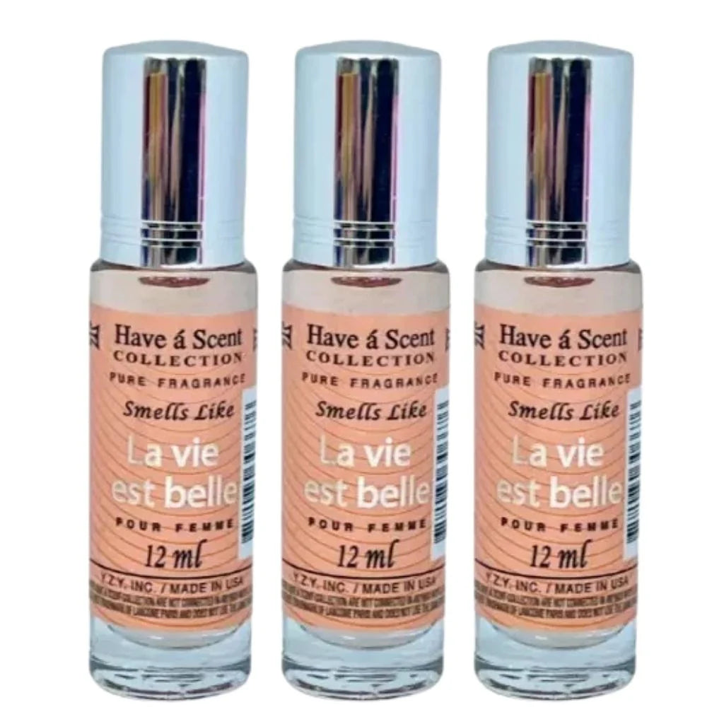 3 Pack Perfume Roll-On Oil – La Vie Est Belle – 12ml Each
have a scent
have a scent oil
have a scent collection
have a scent collection perfume
have a scent perfume oil 
have a scent collection oil
have a scent roll on
have a scent collection pure fregrance 