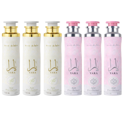 Lattafa Yara & Yara Moi Air Freshener 300ml - Floral Room Spray - Home Office Car Fragrance Spray - Odor Eliminator - Pack of 6