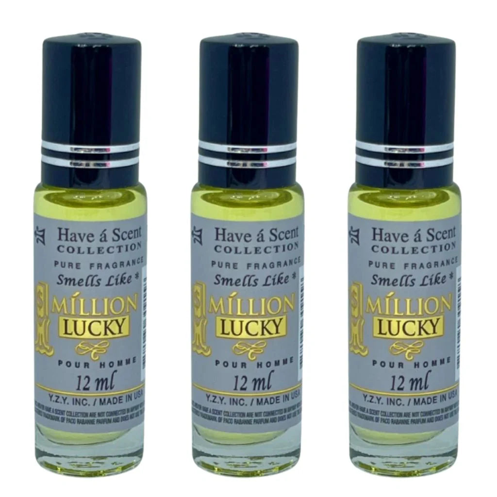 3 Pack Perfume Roll-On Oil – Million Lucky – 12ml Each
have a scent
have a scent oil
have a scent collection
have a scent collection perfume
have a scent perfume oil 
have a scent collection oil
have a scent roll on
have a scent collection pure fregrance 