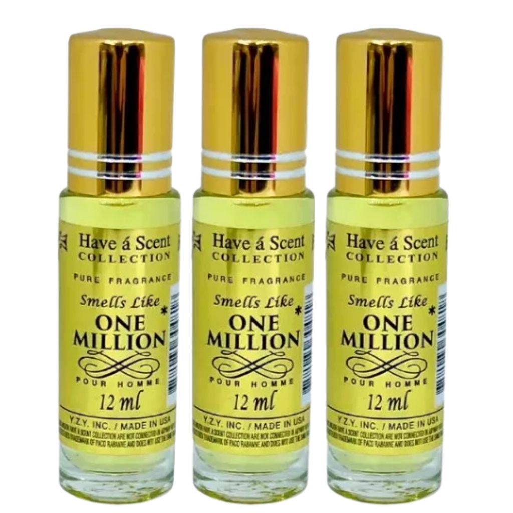 3 Pack Perfume Roll-On Oil – One Million – 12ml Each
have a scent
have a scent oil
have a scent collection
have a scent collection perfume
have a scent perfume oil 
have a scent collection oil
have a scent roll on
have a scent collection pure fregrance 