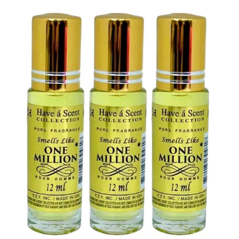3 Pack Perfume Roll-On Oil – One Million – 12ml Each