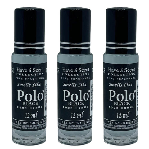 3 Pack Perfume Roll-On Oil – Polo Black – 12ml Each