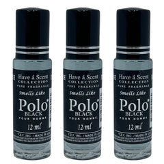 3 Pack Perfume Roll-On Oil – Polo Black – 12ml Each
