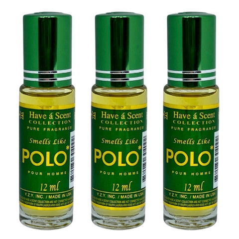 3 Pack Perfume Roll-On Oil – Polo Green – 12ml Each