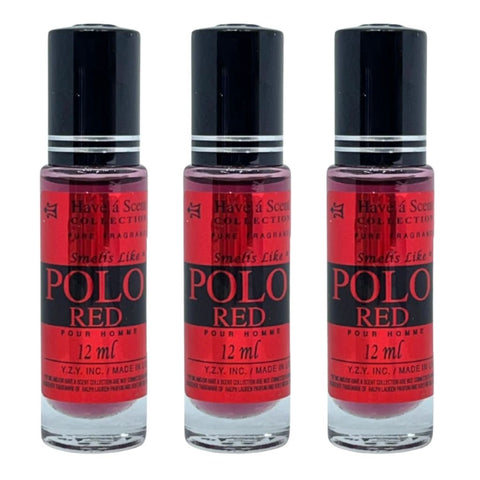 3 Pack Perfume Roll-On Oil – Polo Red – 12ml Each