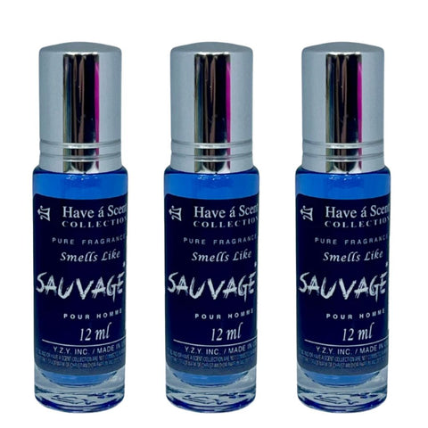 3 Pack Perfume Roll-On Oil – Sauvage – 12ml Each