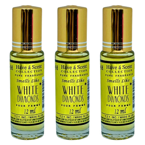 3 Pack Perfume Roll-On Oil – White Diamonds – 12ml Each