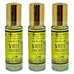 3 Pack Perfume Roll-On Oil – White Diamonds – 12ml Each